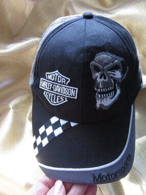 HARLEY-DAVIDSON Motorsports Motorcycle Skull Cap - Rare Find